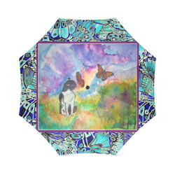 Cat and Monarch Winged Trim II Foldable Umbrella (Model U01)