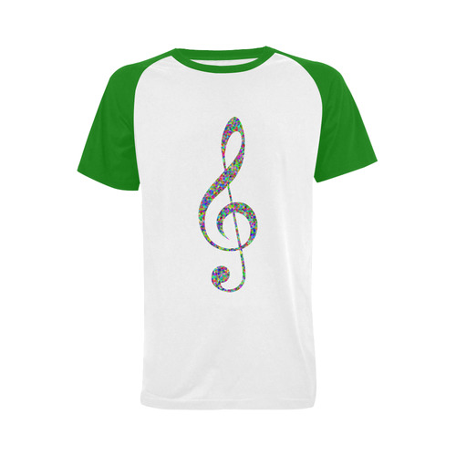 Abstract Triangle Music Note Green Men's Raglan T-shirt Big Size (USA Size) (Model T11)