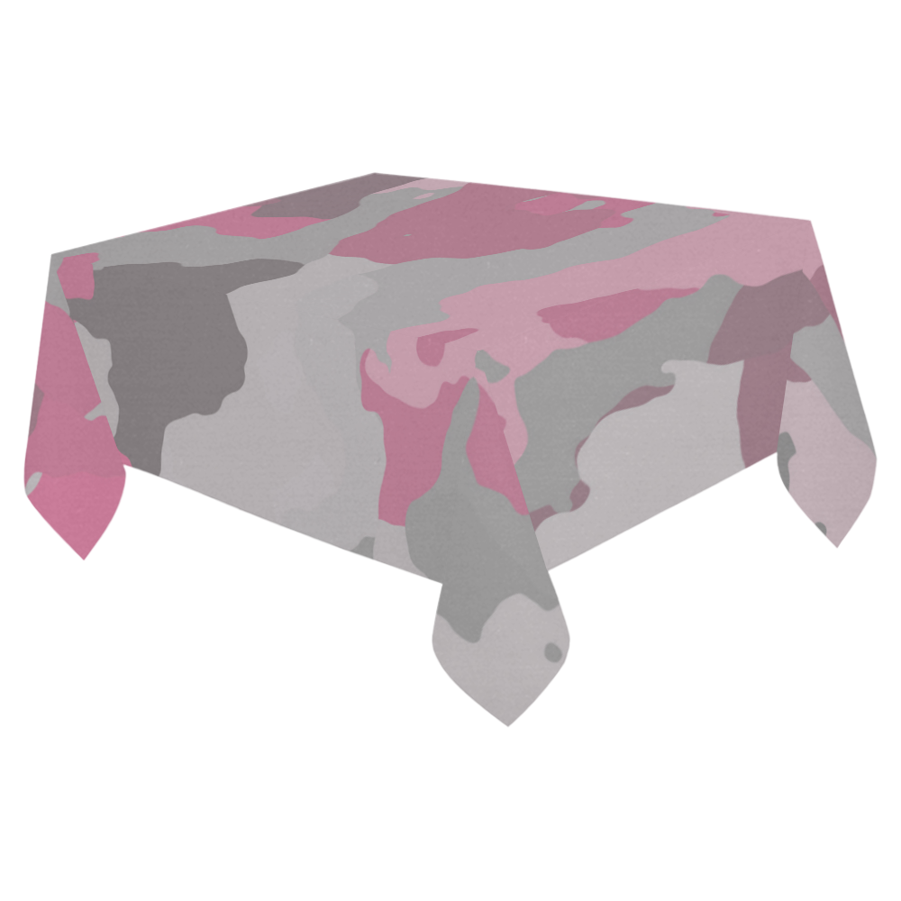 gray and pink camouflage Cotton Linen Tablecloth 52"x 70"