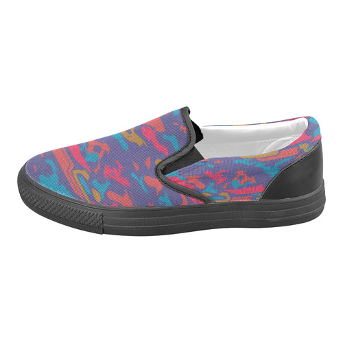 Chaos in retro colors Women's Unusual Slip-on Canvas Shoes (Model 019)