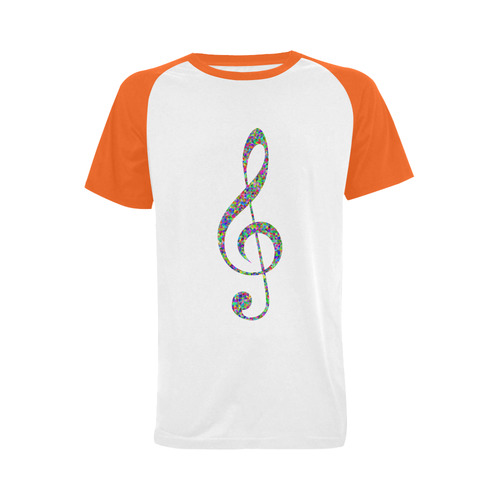 Abstract Triangle Music Note Orange Men's Raglan T-shirt Big Size (USA Size) (Model T11)