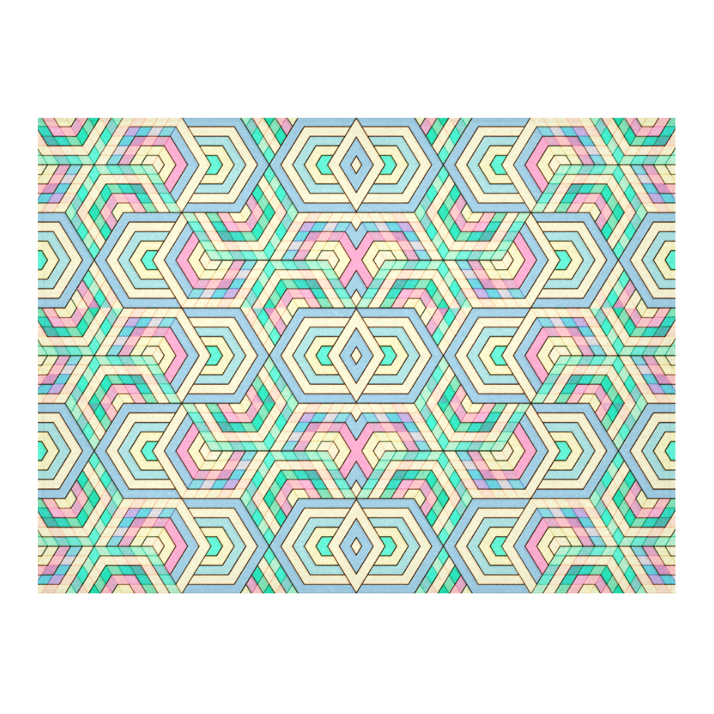 Geo Pattern Cotton Linen Tablecloth 52"x 70"