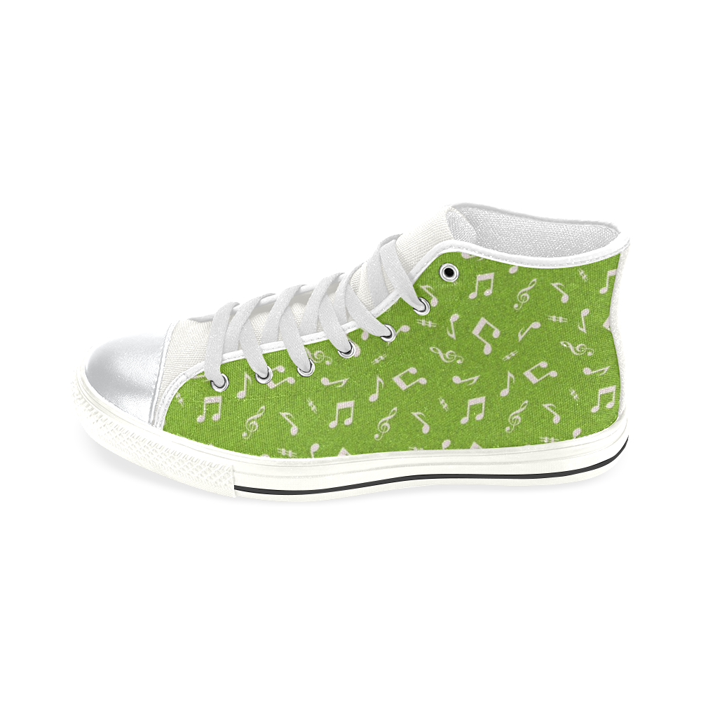 cute music pattern C High Top Canvas Women's Shoes/Large Size (Model 017)