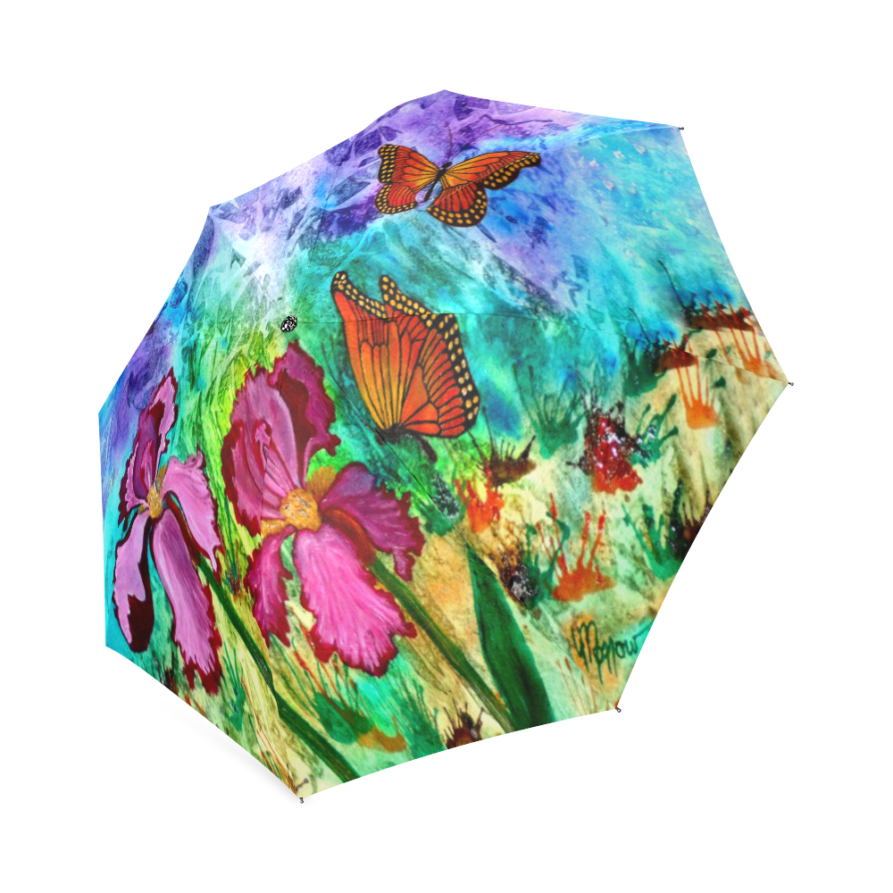 Pink Iris Foldable Umbrella (Model U01)