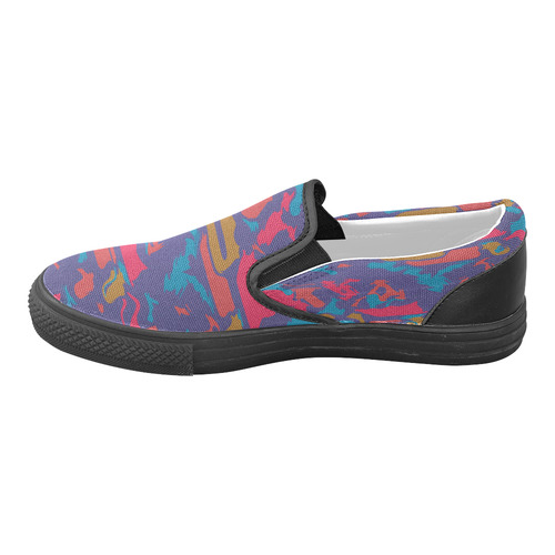 Chaos in retro colors Women's Unusual Slip-on Canvas Shoes (Model 019)