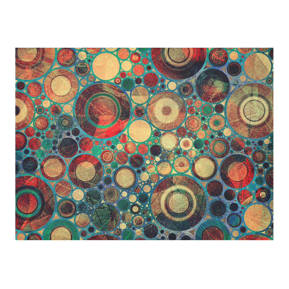 Abstract Circles-2 Cotton Linen Tablecloth 52"x 70"