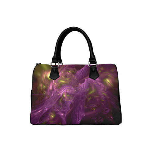 Yellow and purple blades fractal Boston Handbag (Model 1621)