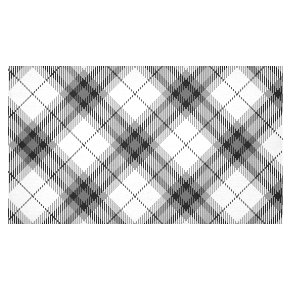 black and white plaid Cotton Linen Tablecloth 60"x 104"