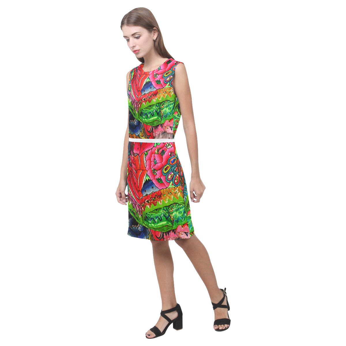 Peruvian Delight Eos Women's Sleeveless Dress (Model D01)