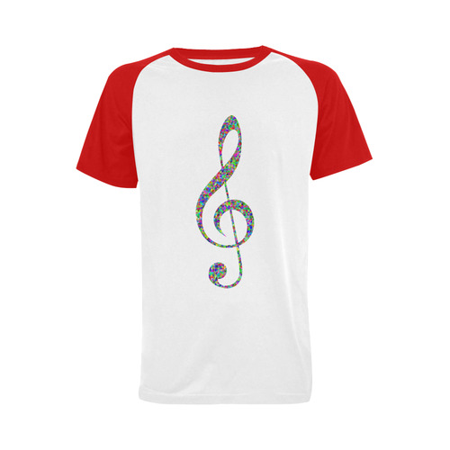 Abstract Triangle Music Note Red Men's Raglan T-shirt Big Size (USA Size) (Model T11)