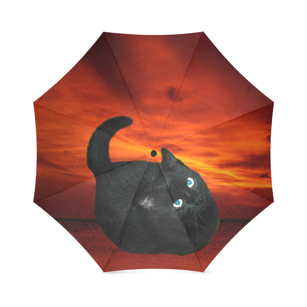 Cat and Red Sky Foldable Umbrella (Model U01)