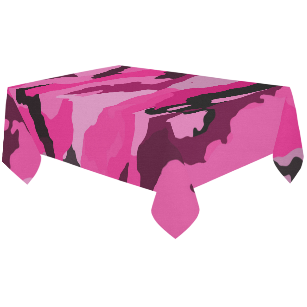 pink and dark gray camo Cotton Linen Tablecloth 60"x120"