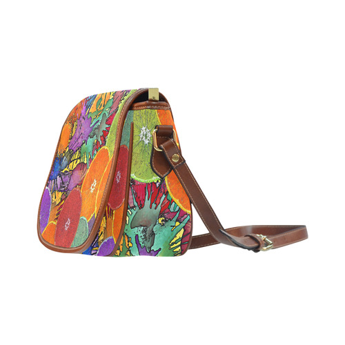 Pop Art Pattern Mix ORANGES SPLASHES multicolored Saddle Bag/Small (Model 1649) Full Customization