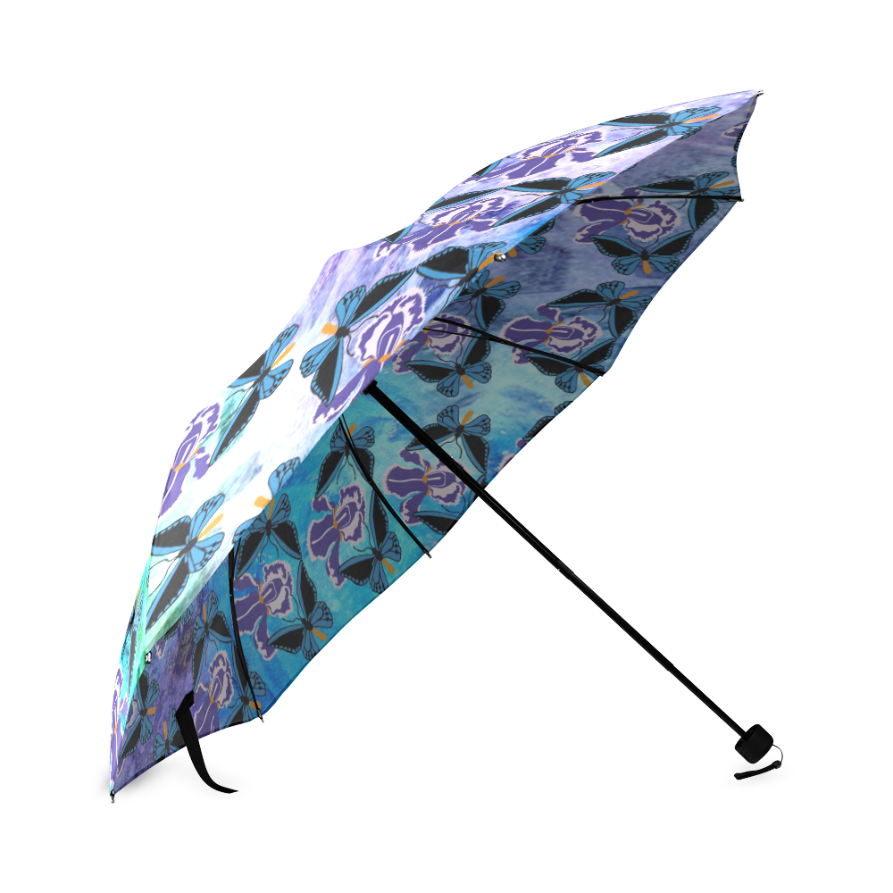 Birdwing on Iris Pattern Foldable Umbrella (Model U01)