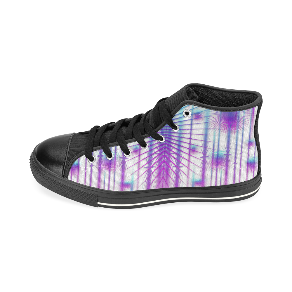Star fall in rainbow landscape High Top Canvas Women's Shoes/Large Size (Model 017)