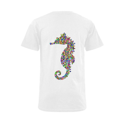 Abstract Triangle Seahorse White Men's V-Neck T-shirt  Big Size(USA Size) (Model T10)