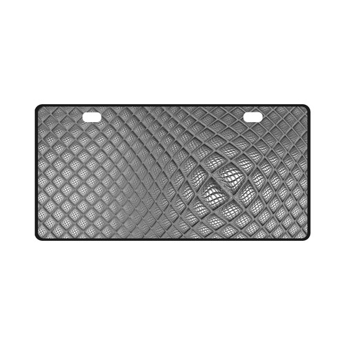 Bump Grid Black and White License Plate