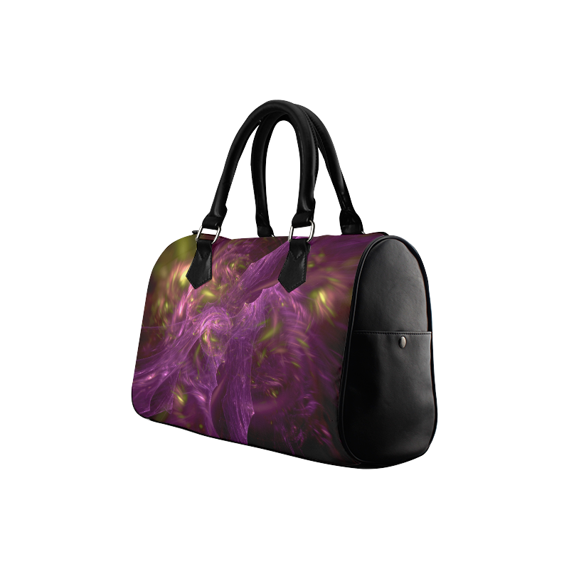 Yellow and purple blades fractal Boston Handbag (Model 1621)