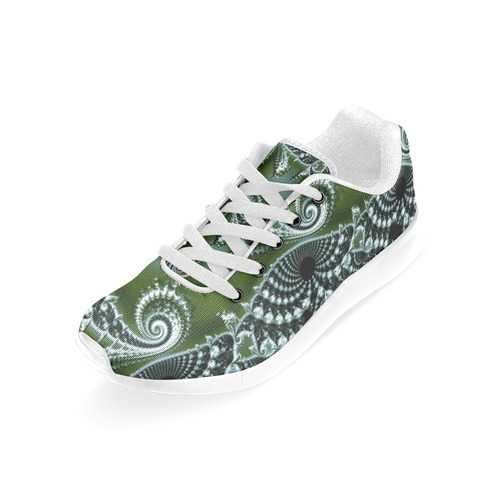 Shiny Turquoise Spiral Fractal Art Women’s Running Shoes (Model 020)