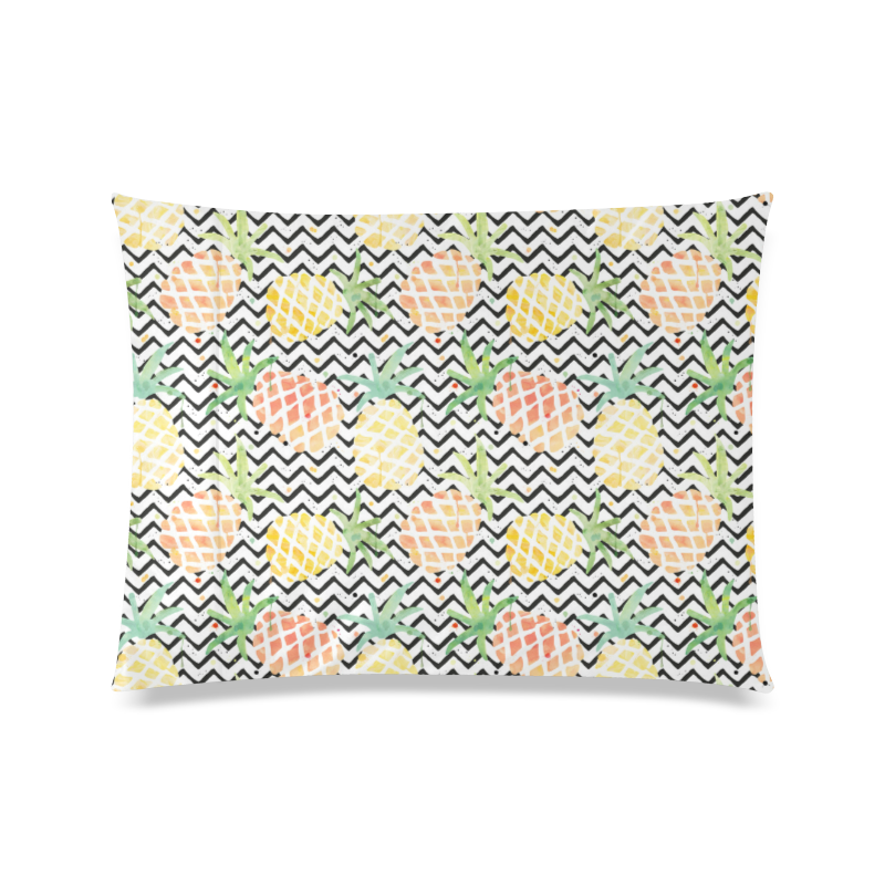 watercolor pineapple and chevron, pineapples Custom Zippered Pillow Case 20"x26"(Twin Sides)