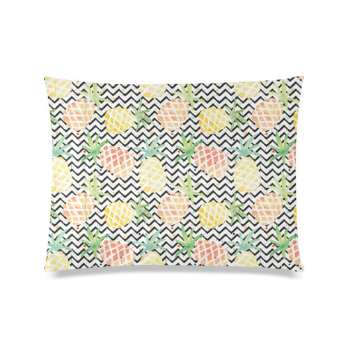 watercolor pineapple and chevron, pineapples Custom Zippered Pillow Case 20"x26"(Twin Sides)