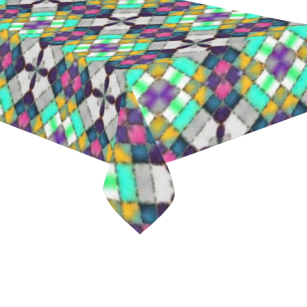 Colorful Quilt Pattern Cotton Linen Tablecloth 60"x120"