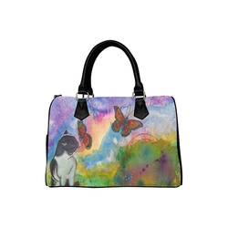 Cat and Monarchs Boston Handbag (Model 1621)