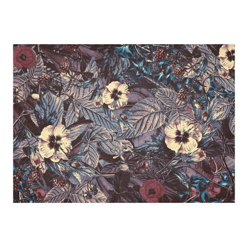 flowers 9 Cotton Linen Tablecloth 60"x 84"