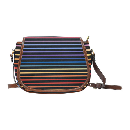 Narrow Flat Stripes Pattern Colored Saddle Bag/Large (Model 1649)