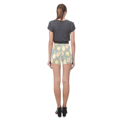 watercolor pineapple and chevron, pineapples Briseis Skinny Shorts (Model L04)