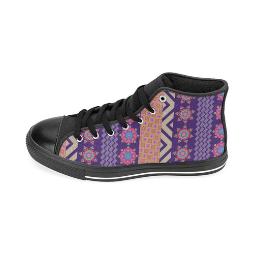Colorful Winter Pattern High Top Canvas Women's Shoes/Large Size (Model 017)