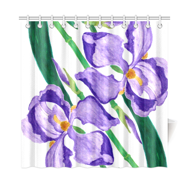 Purple Iris Diagonal Shower Curtain 72"x72"