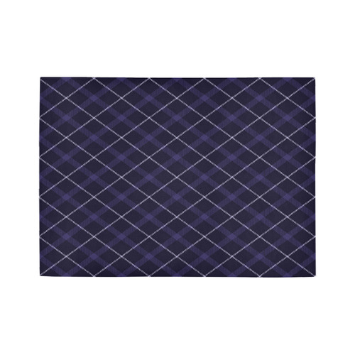 Royal Blue Plaid / Tartan Light Blue and Pale Lavendar Accent Stripes in Diagonal Area Rug7'x5'
