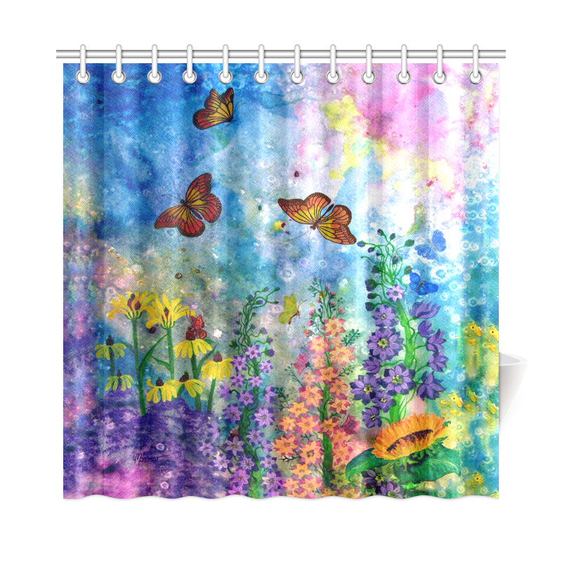 Butterfly Garden Shower Curtain 72"x72"
