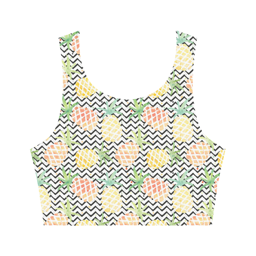 watercolor pineapple and chevron, pineapples Women's Crop Top (Model T42)