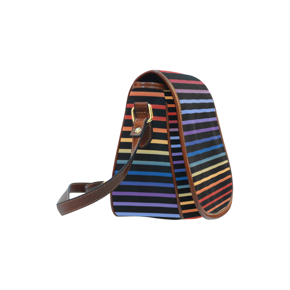 Narrow Flat Stripes Pattern Colored Saddle Bag/Small (Model 1649) Full Customization