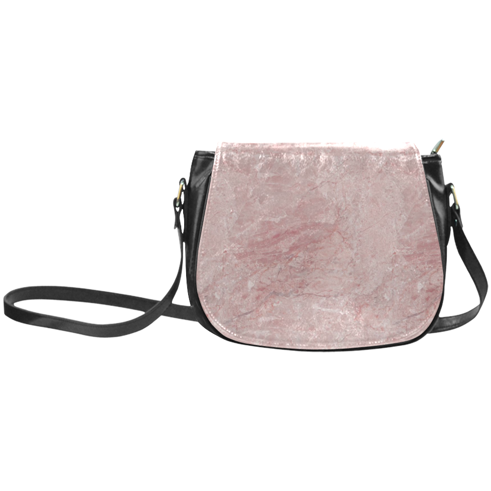 italian Marble, Rafaello Rosa, pink Classic Saddle Bag/Small (Model 1648)