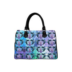 Birdwing on Iris Pattern Boston Handbag (Model 1621)