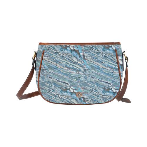 Italian Marble,Taekwood Blu, blue Saddle Bag/Small (Model 1649) Full Customization