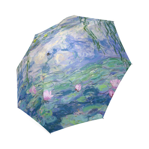 Monet Pink Water Lilies Floral Fine Art Foldable Umbrella (Model U01)