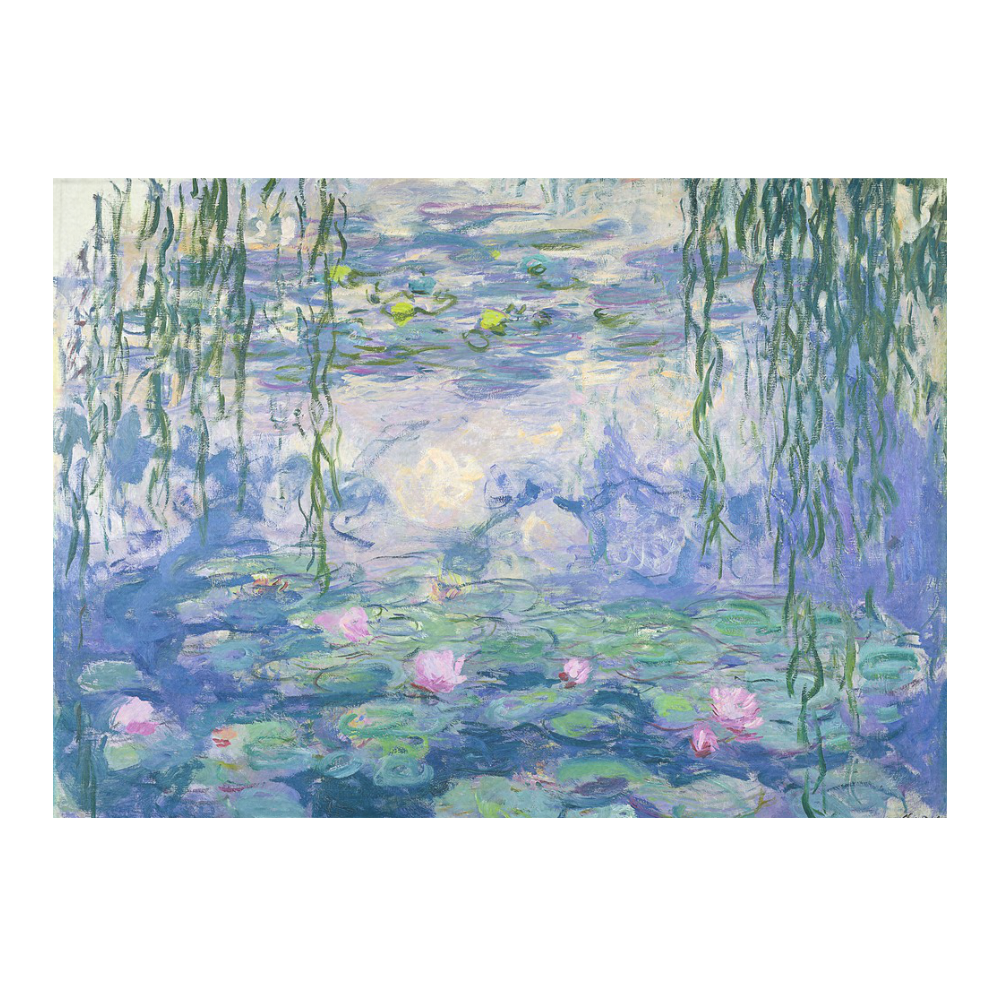Monet Pink Water Lilies Floral Fine Art Cotton Linen Tablecloth 60"x 84"