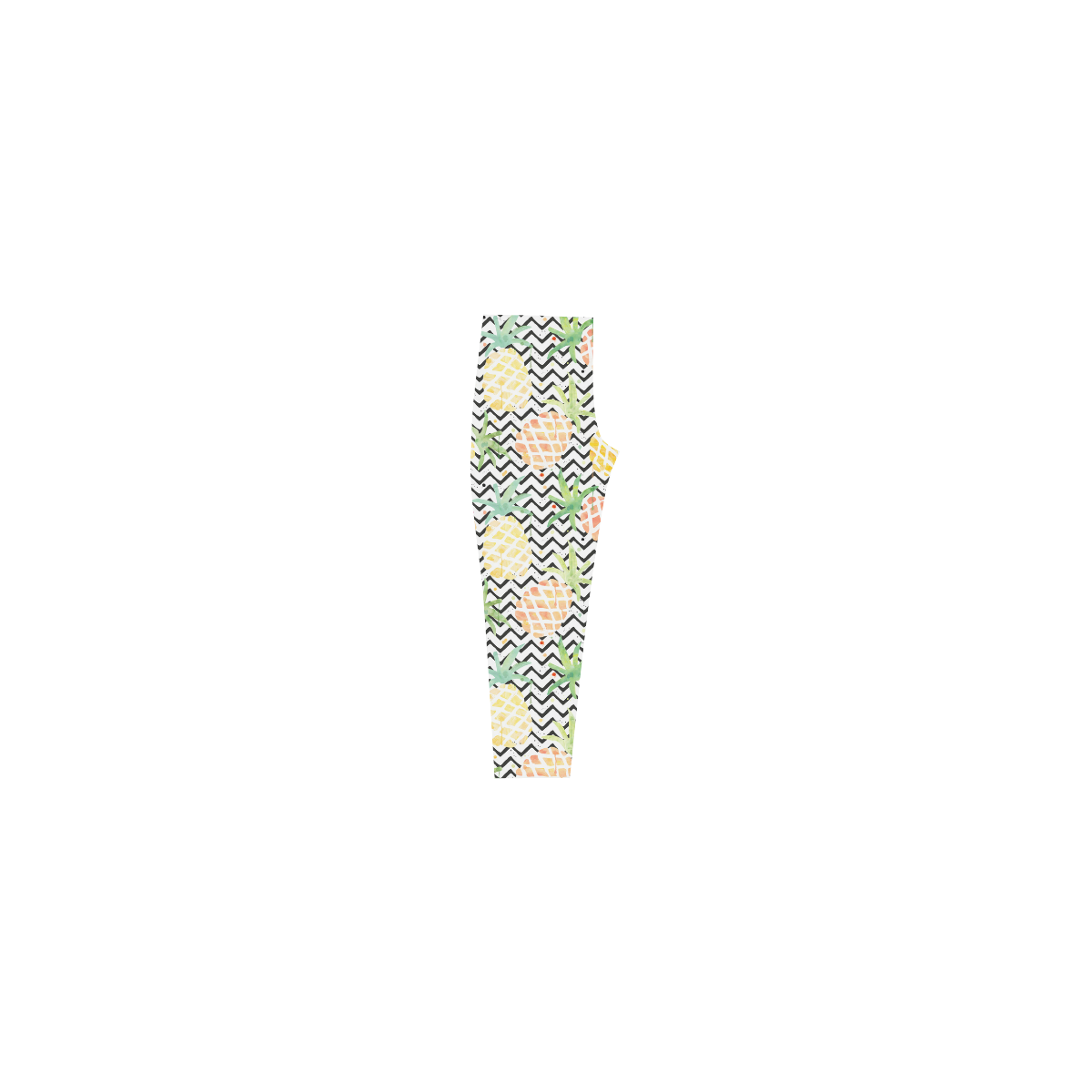 watercolor pineapple and chevron, pineapples Capri Legging (Model L02)