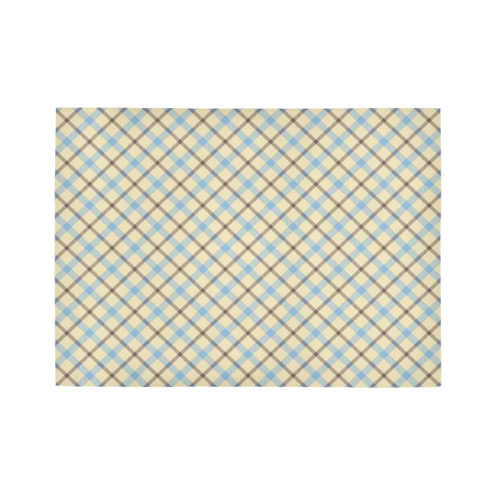 Plain Plaid / Tartan in Baby Blue, Brown and Cream Area Rug7'x5'