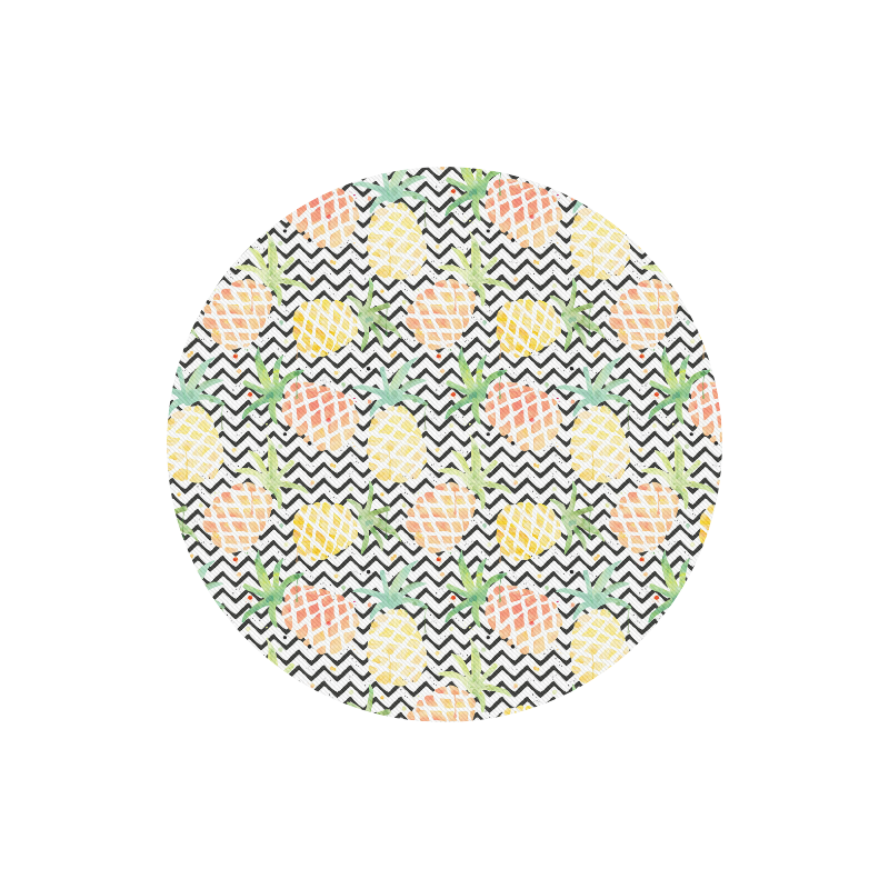 watercolor pineapple and chevron, pineapples Round Mousepad