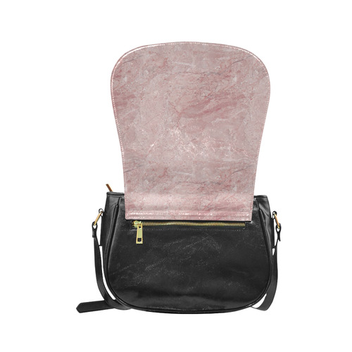 italian Marble, Rafaello Rosa, pink Classic Saddle Bag/Small (Model 1648)