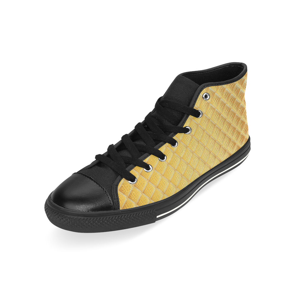 Gleaming Golden Plate High Top Canvas Women's Shoes/Large Size (Model 017)
