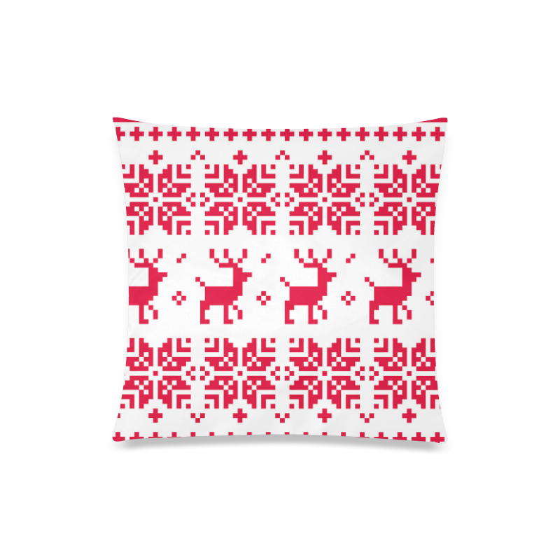 Cute Norway stylish design : red and white with reindeers by guothova! Custom Zippered Pillow Case 20"x20"(Twin Sides)