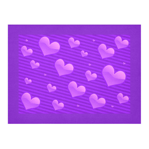 Purple Valentine Hearts Cotton Linen Tablecloth 52"x 70"