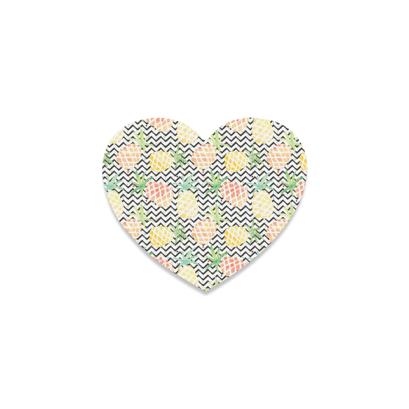 watercolor pineapple and chevron, pineapples Heart Coaster