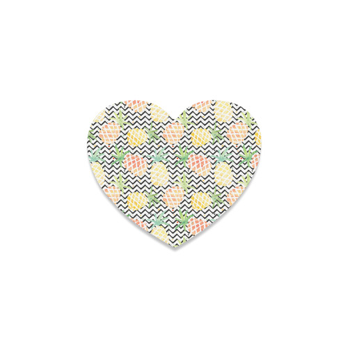 watercolor pineapple and chevron, pineapples Heart Coaster